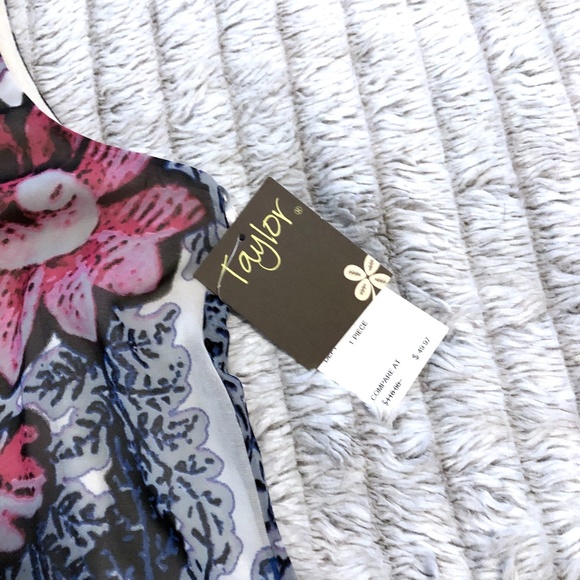 Taylor Sleeveless Floral Chiffon Shift Dress - NWT - Picture 6 of 12